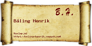 Báling Henrik névjegykártya