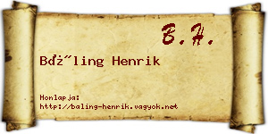 Báling Henrik névjegykártya